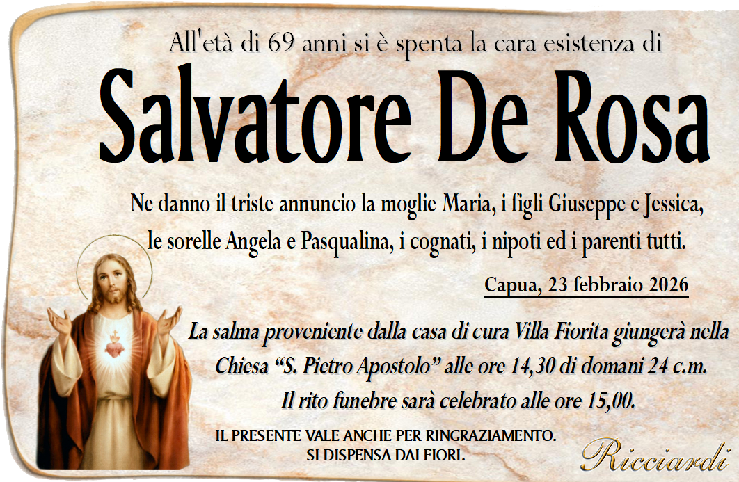 necrologio Salvatore De Rosa