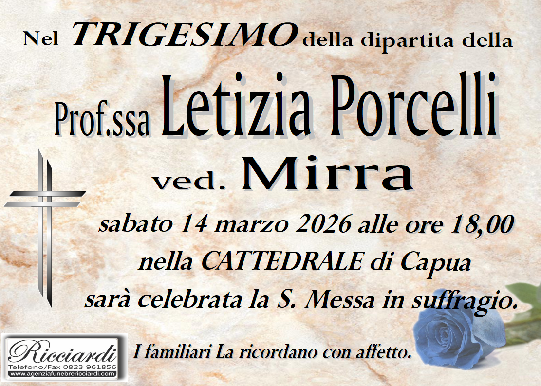 necrologio Prof.ssa Letizia Porcelli