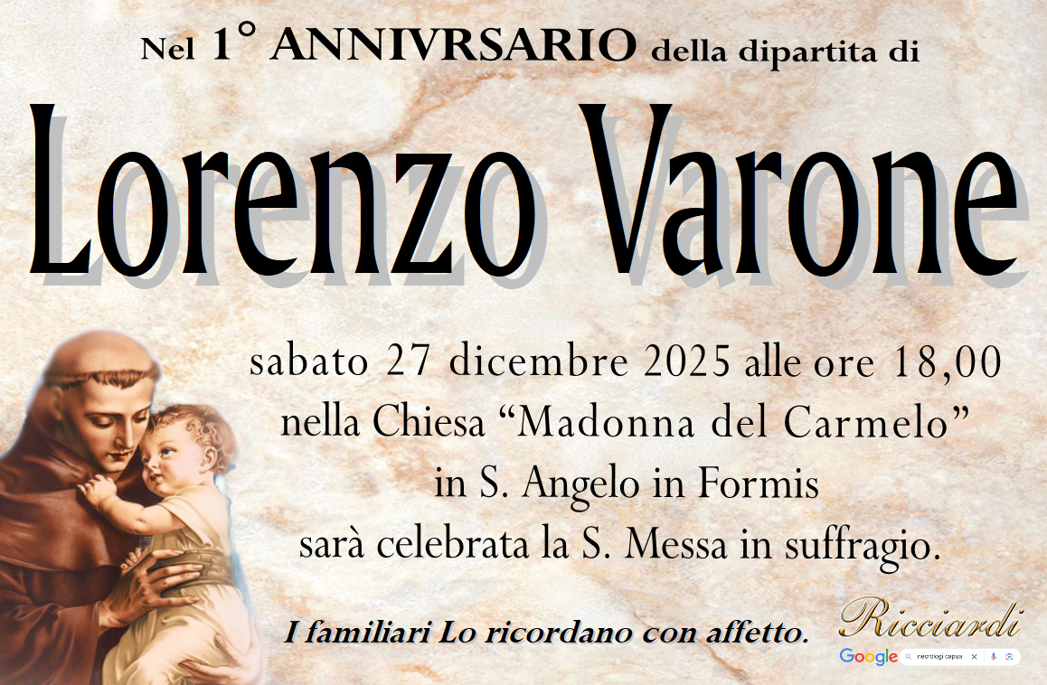 necrologio Lorenzo Varone