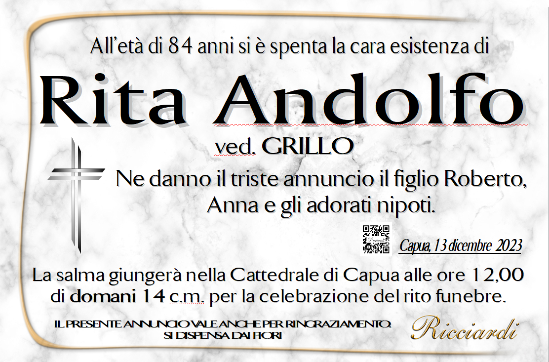 necrologio Rita Andolfo