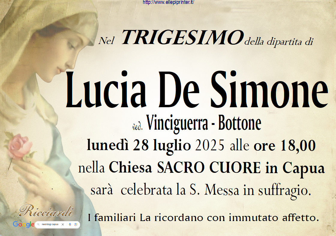 necrologio Lucia De Simone