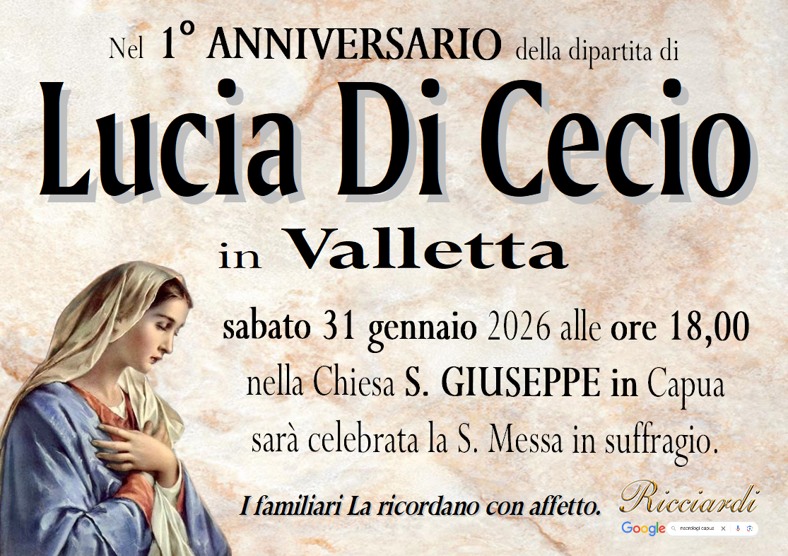 necrologio Lucia Di Cecio