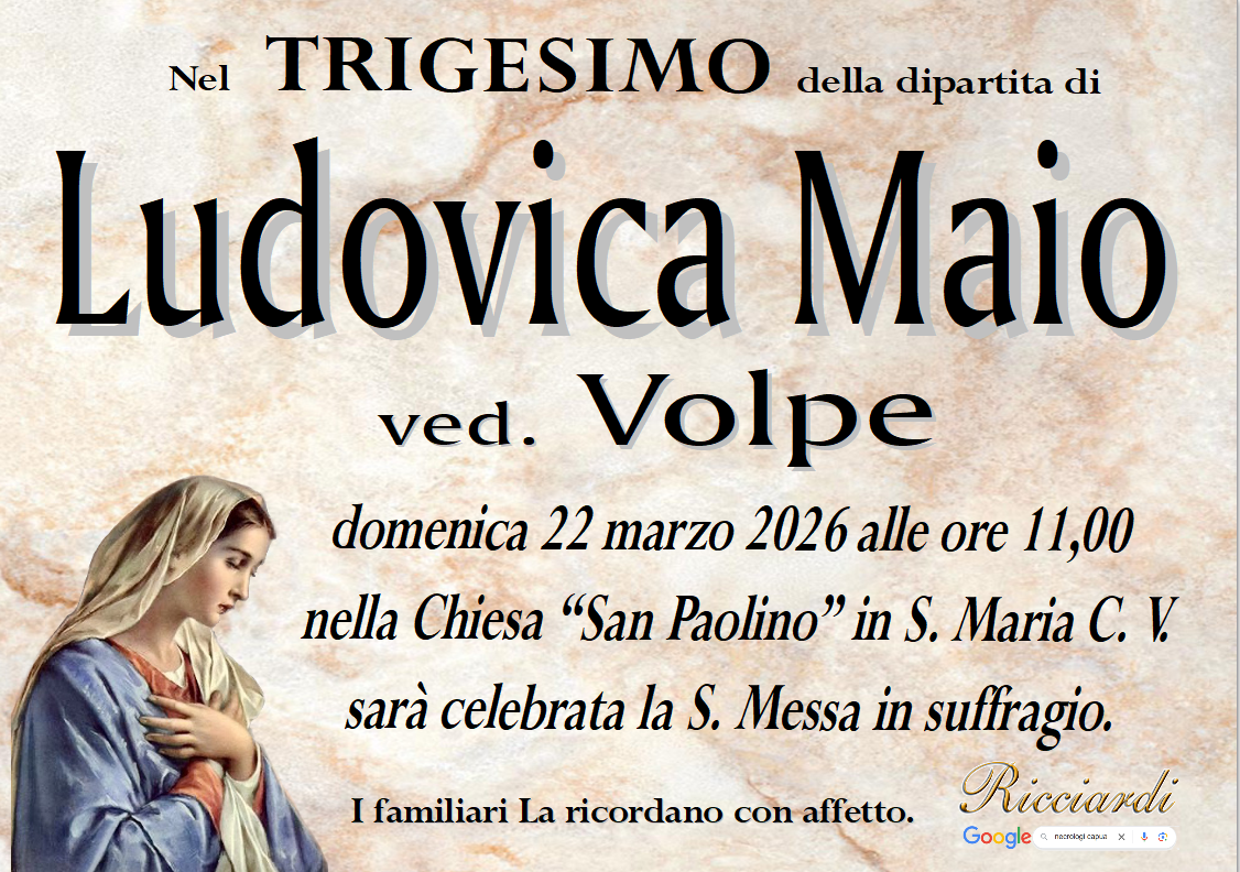 necrologio Ludovica Maio
