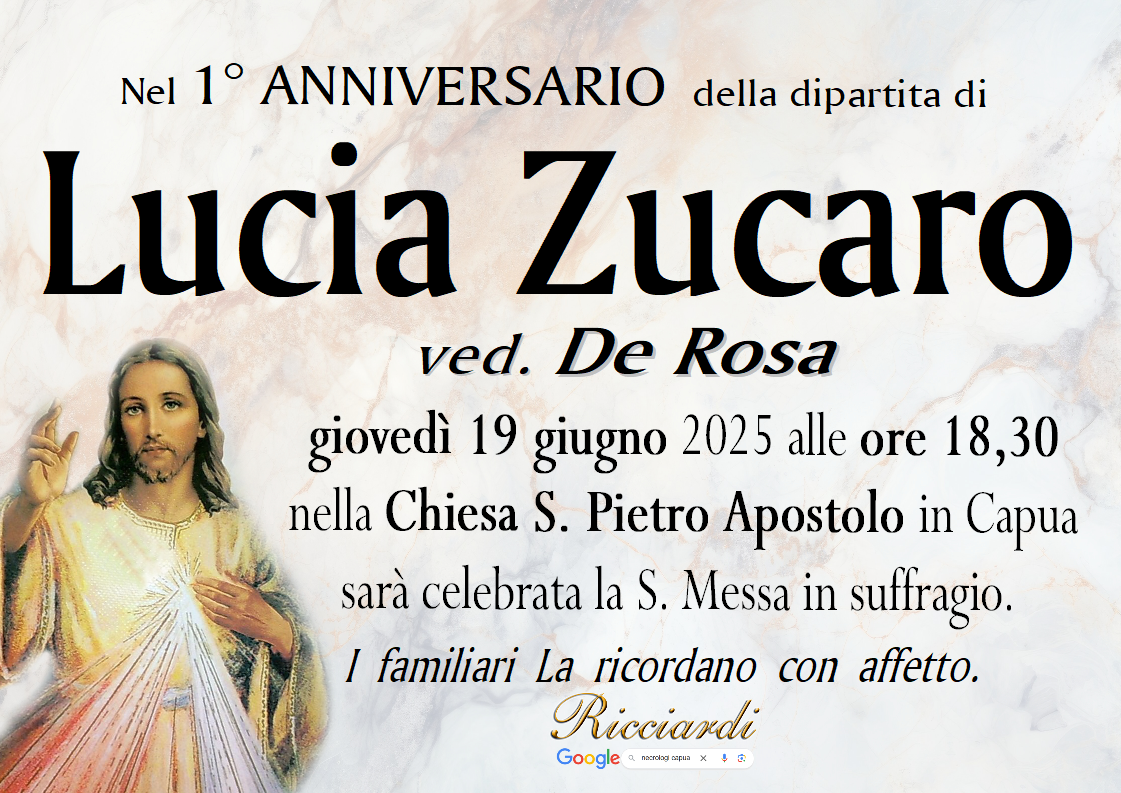 necrologio Lucia Zucaro