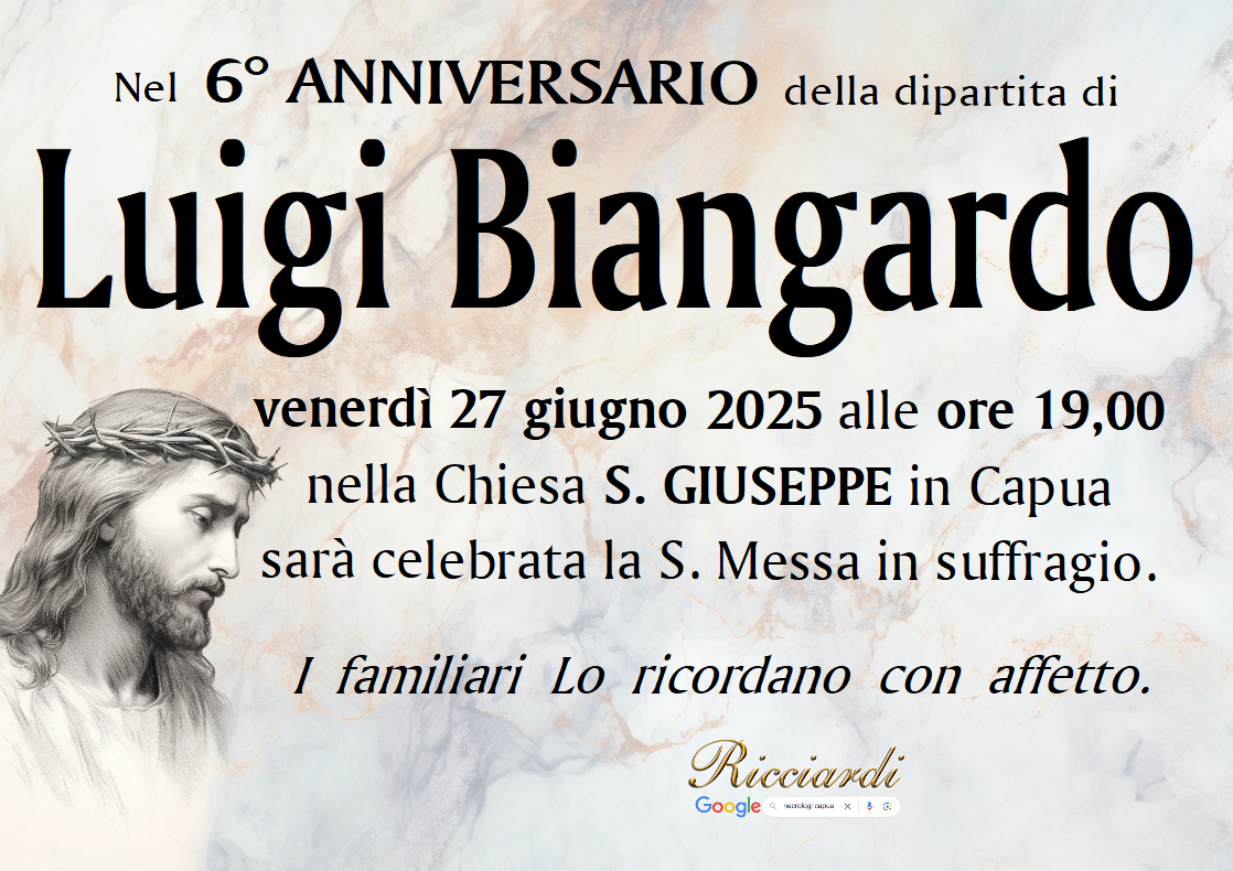 necrologio Luigi Biangardo