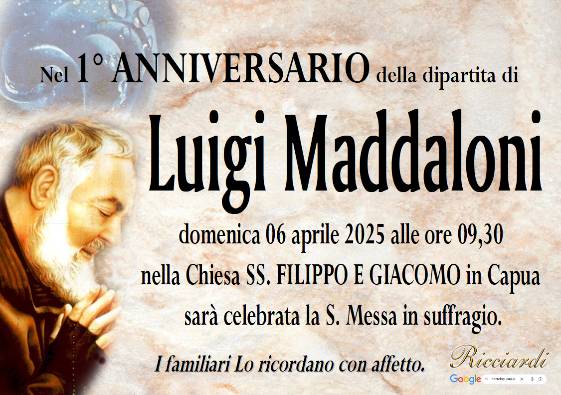 necrologio Luigi Maddaloni