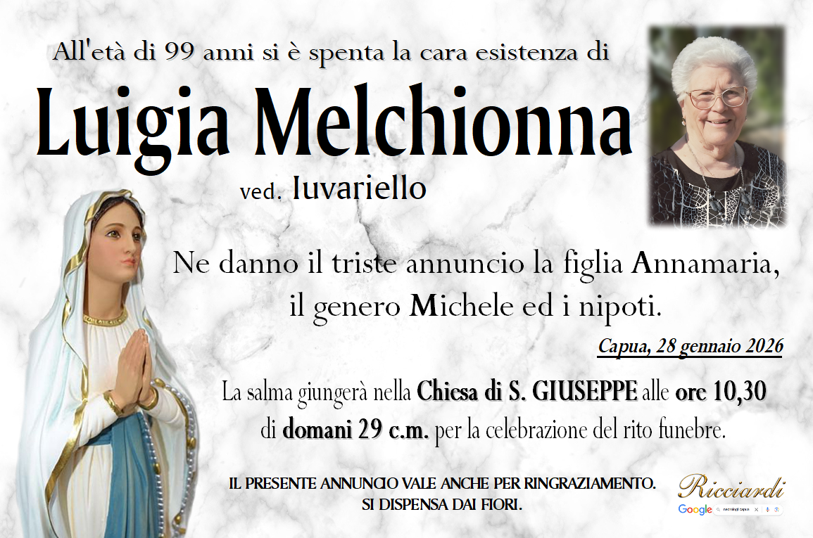 necrologio Luigia Melchionna
