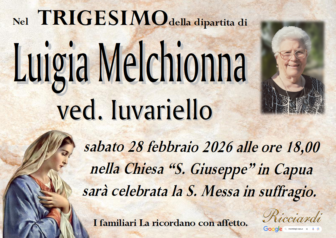 necrologio Luigia Melchionna