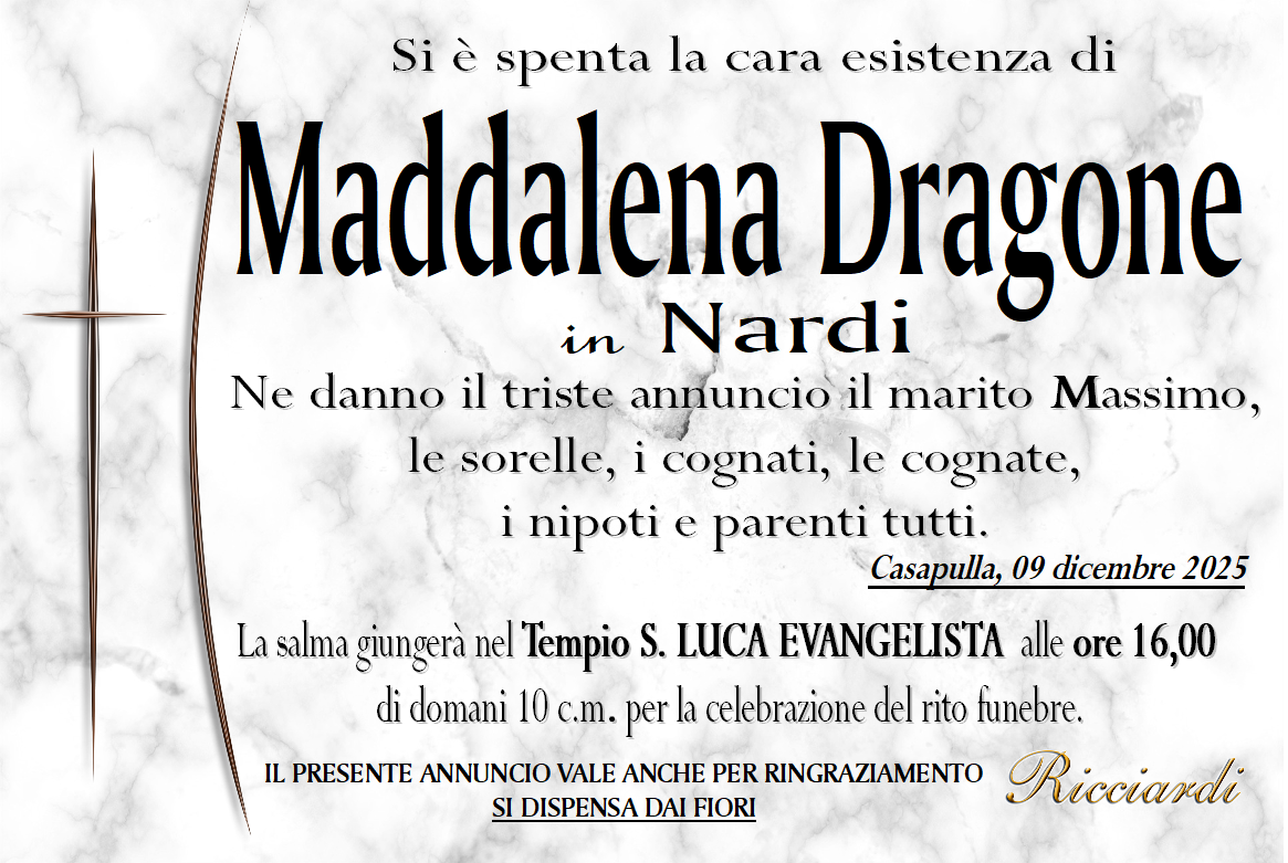 necrologio Maddalena Dragone