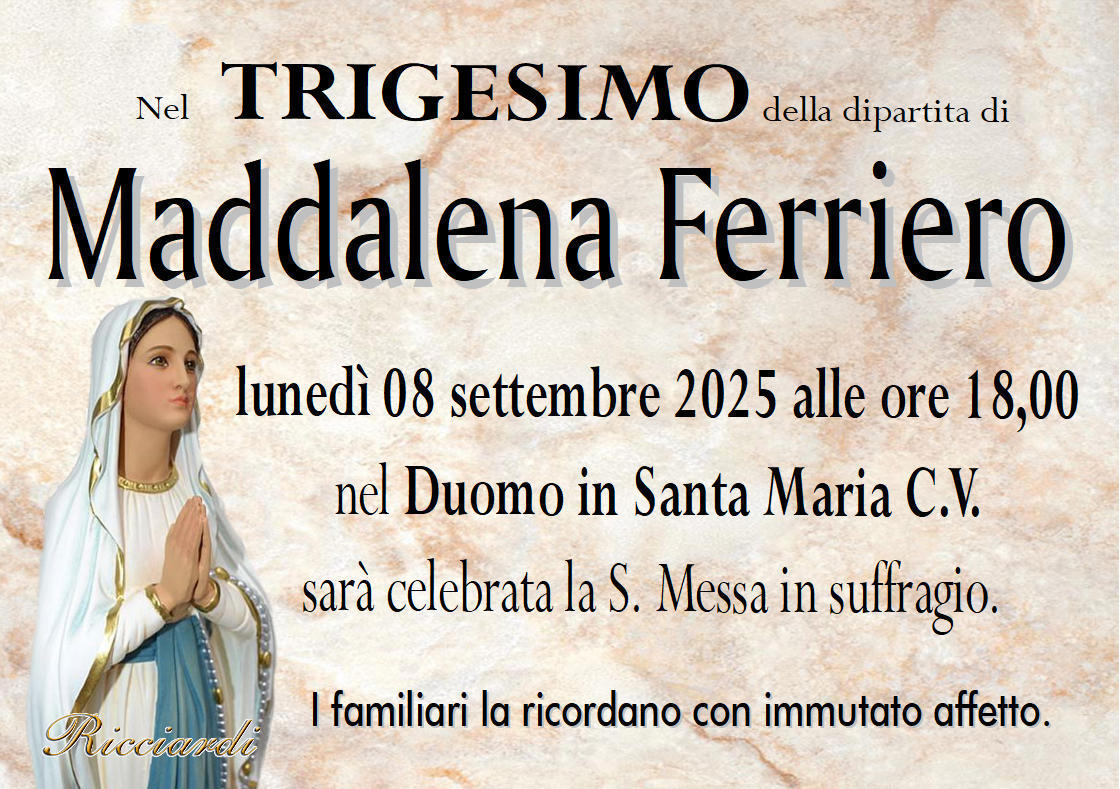 necrologio Maddalena Ferriero