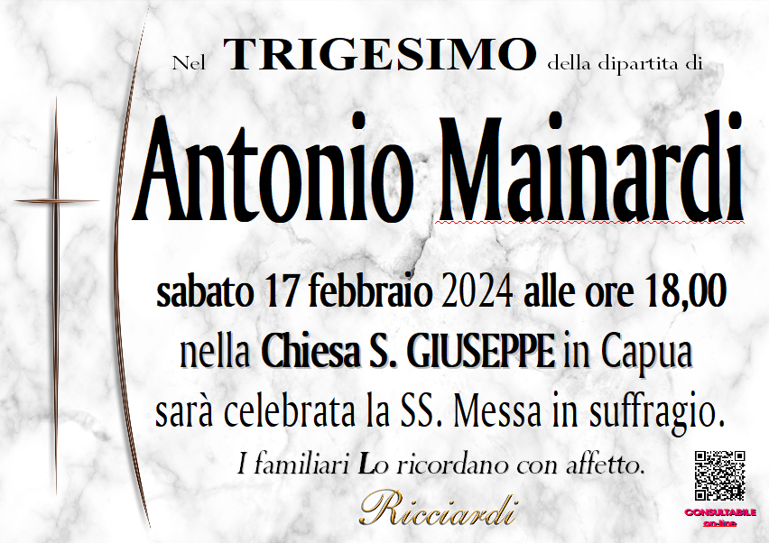 necrologio Antonio Mainardi