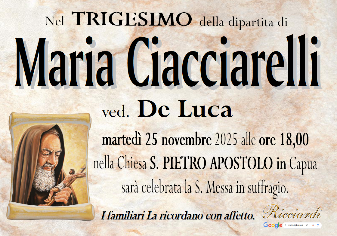necrologio Maria Ciacciarelli