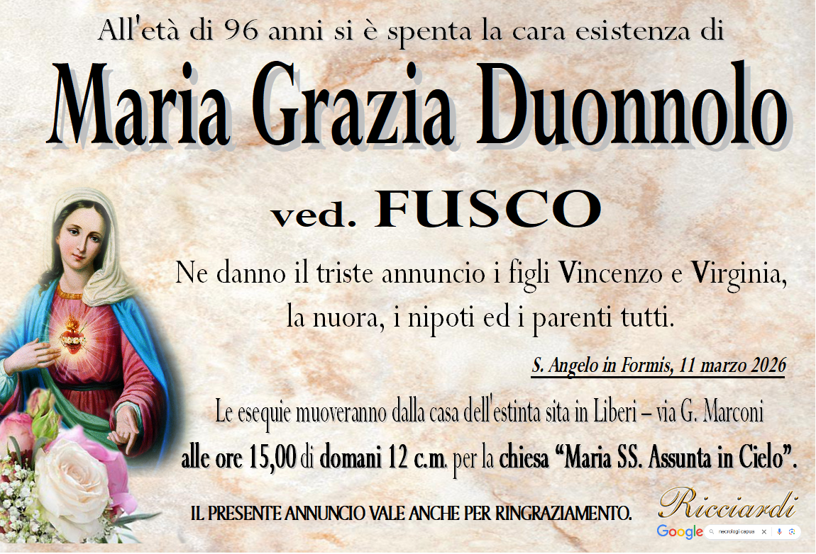 necrologio Maria Grazia Duonnolo