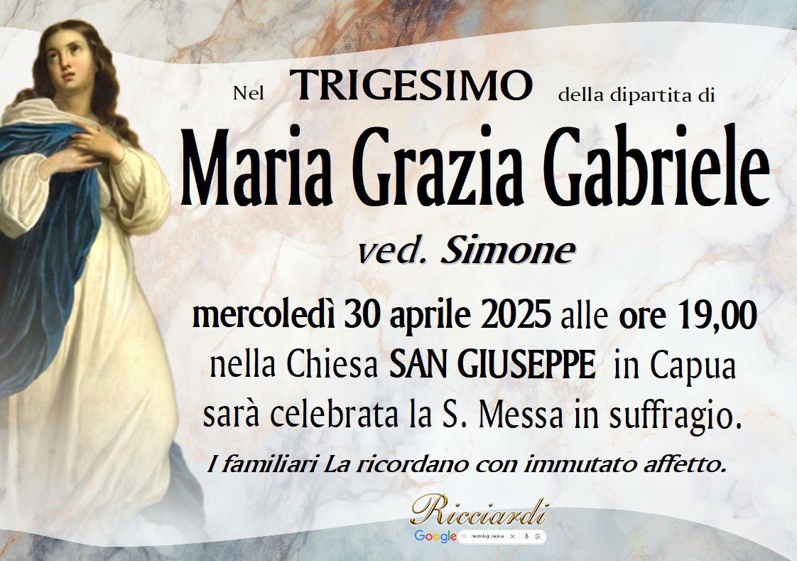 necrologio Maria Grazia Gabriele