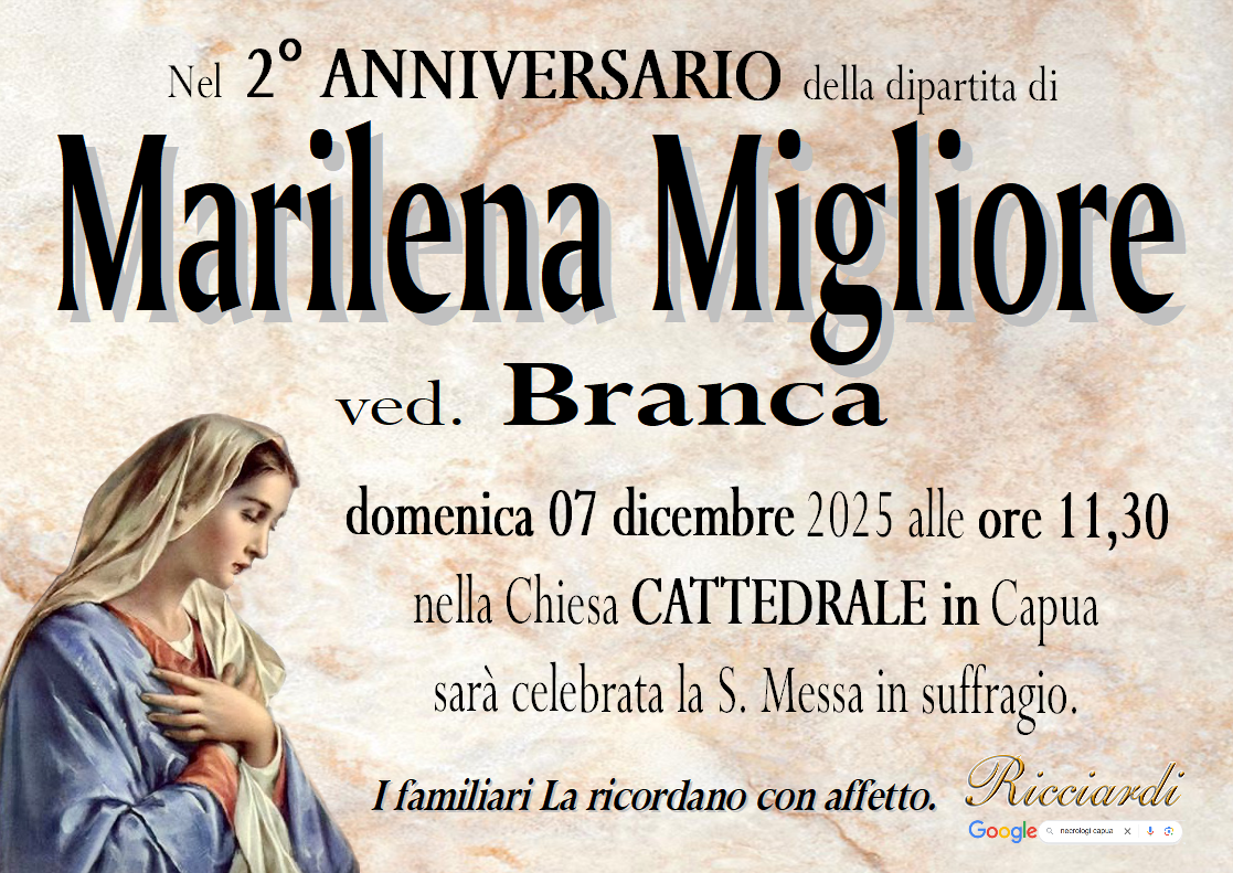 necrologio Marilena Migliore
