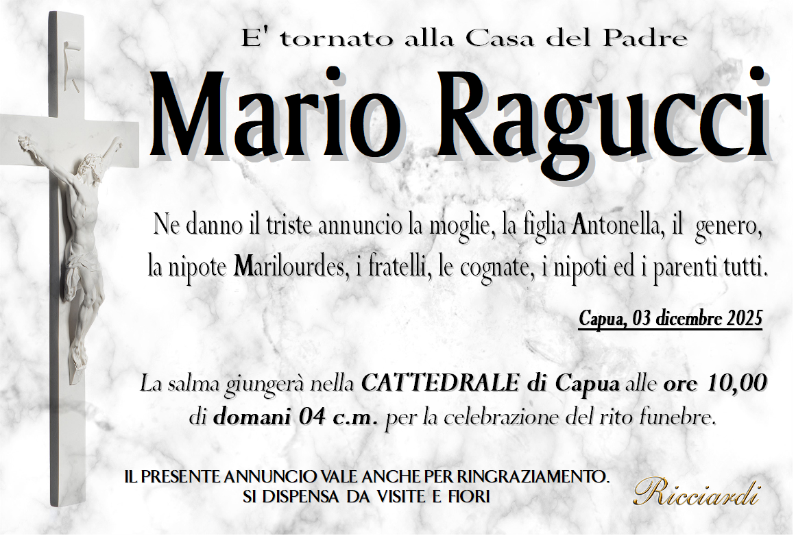 necrologio   Mario Ragucci