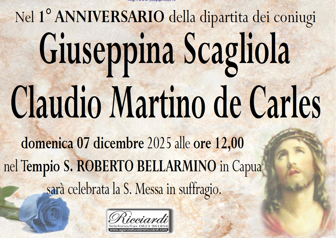necrologio Giuseppina Scagliola - Claudio Martino de Carles