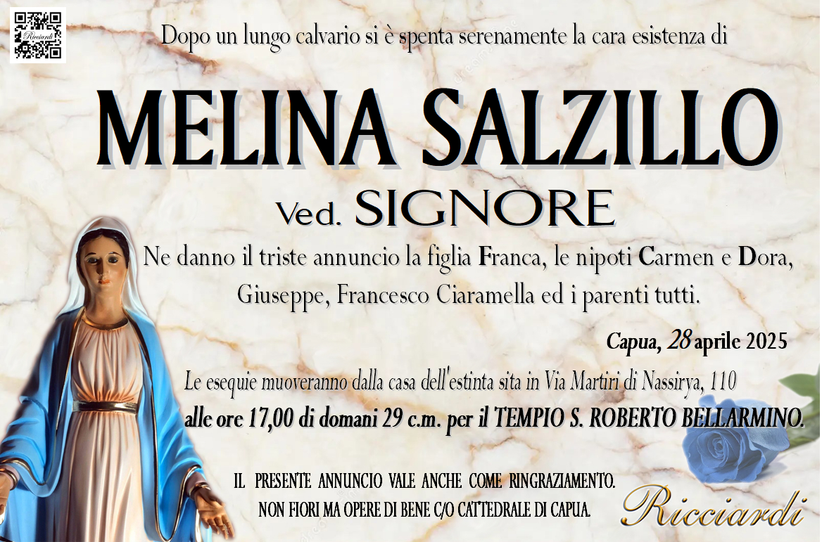necrologio MELINA SALZILLO