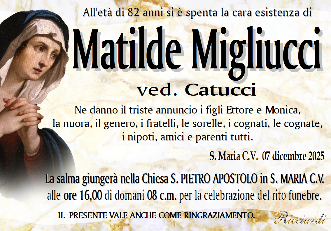 necrologio Matilde Migliucci
