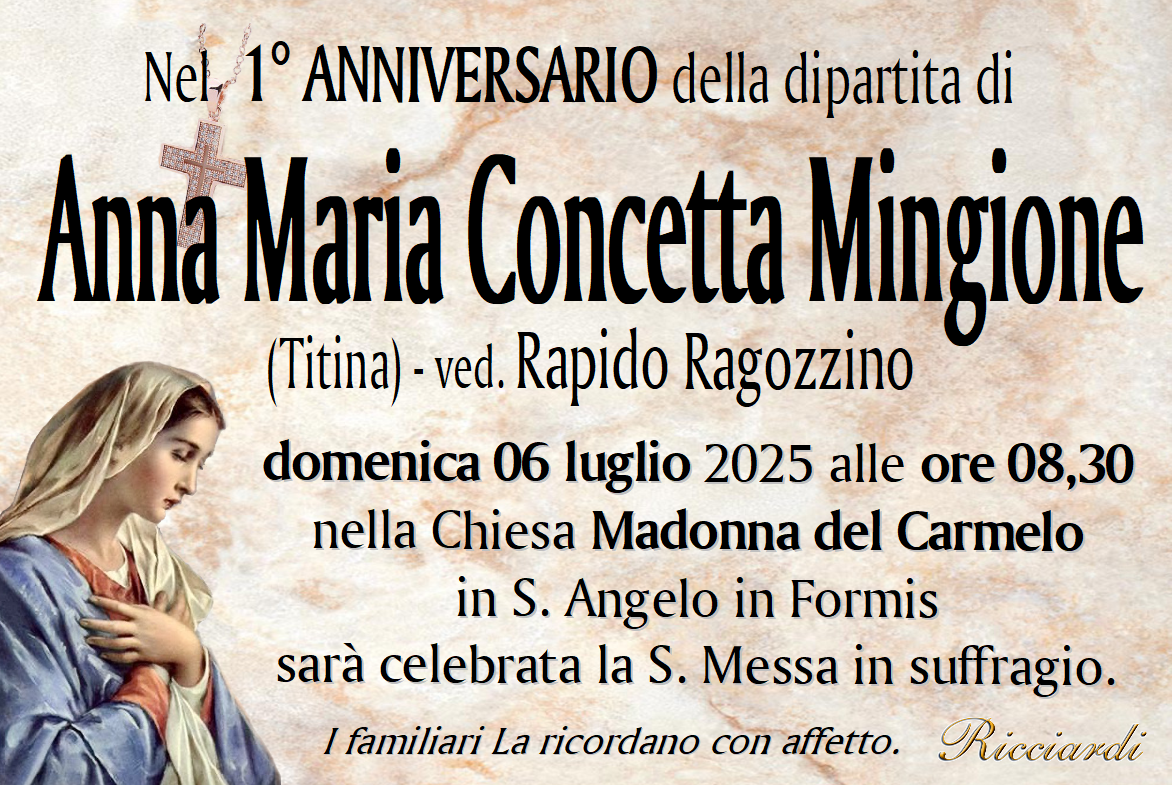 necrologio Anna Maria Concetta Mingione
