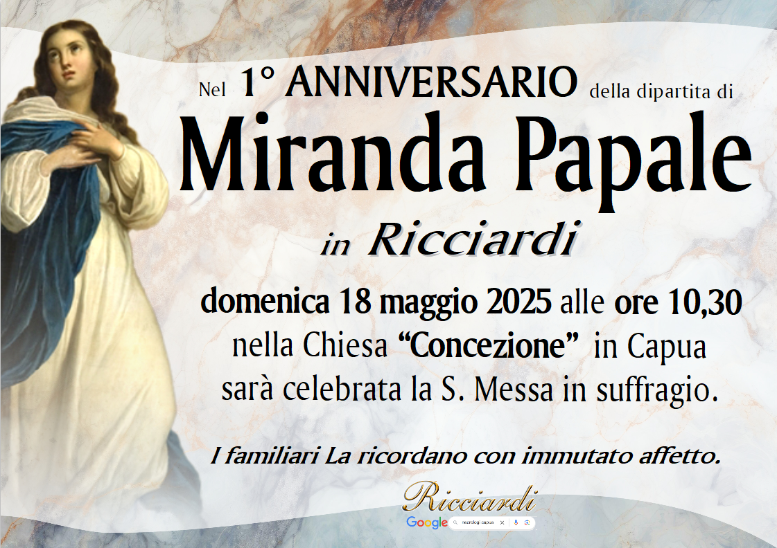 necrologio Miranda Papale