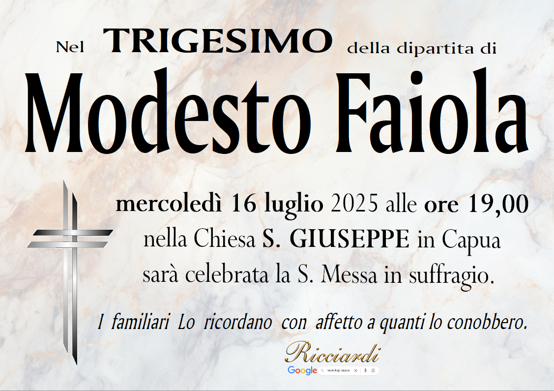 necrologio Modesto Faiola