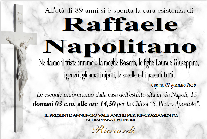 necrologio Raffaele Napolitano