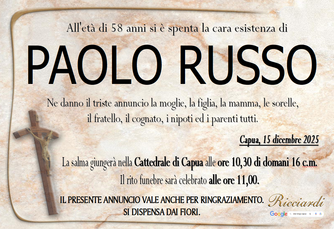 necrologio PAOLO RUSSO