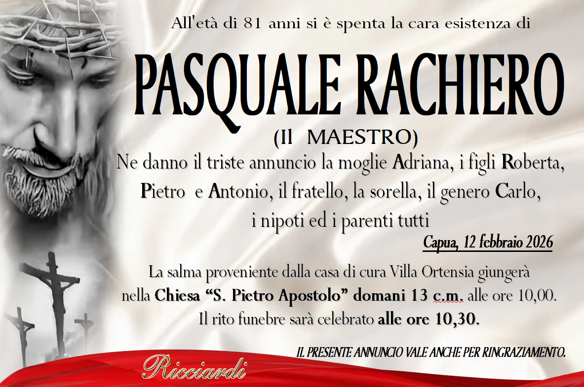 necrologio PASQUALE RACHIERO