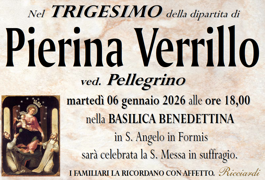 necrologio Pierina Verrillo