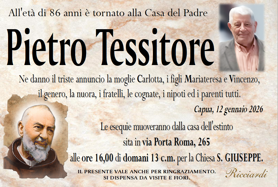 necrologio Pietro Tessitore