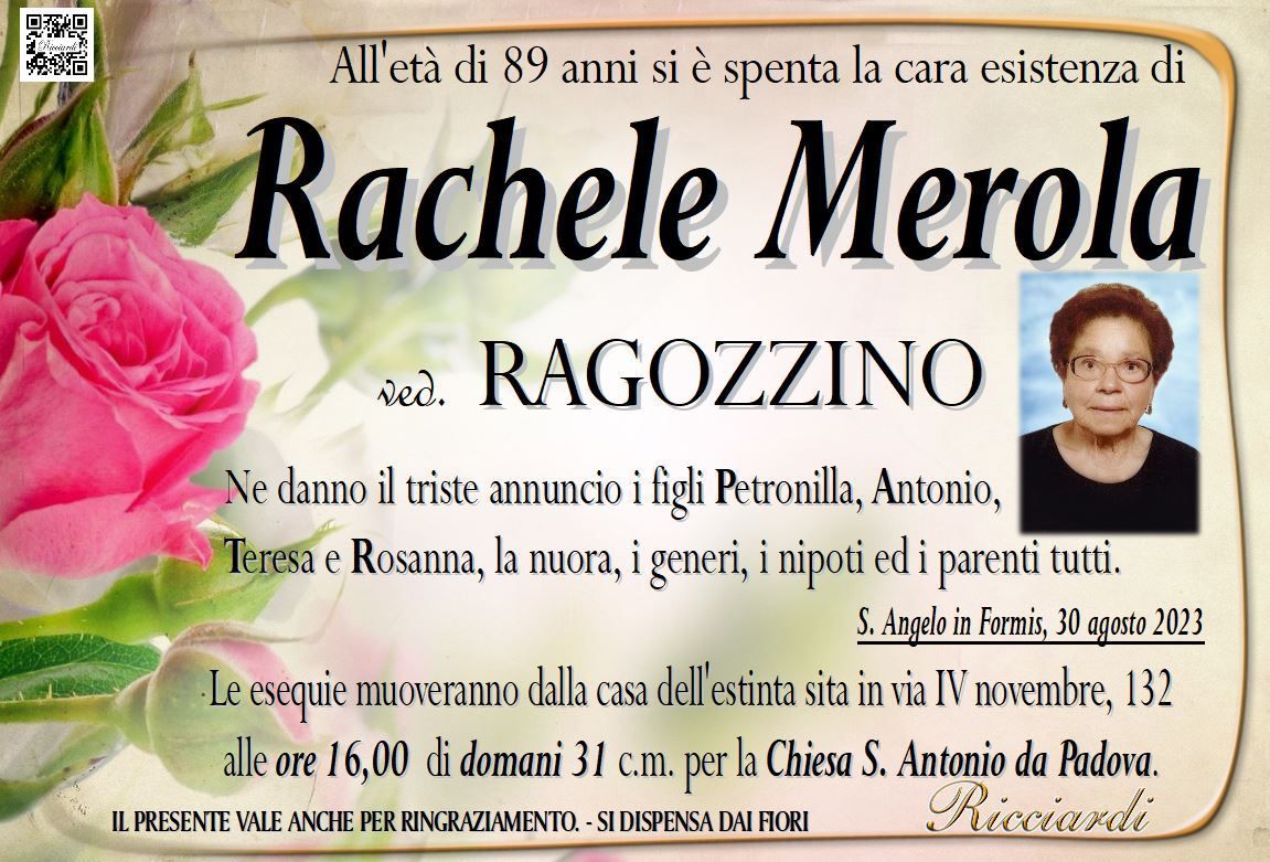 necrologio Rachele Merola