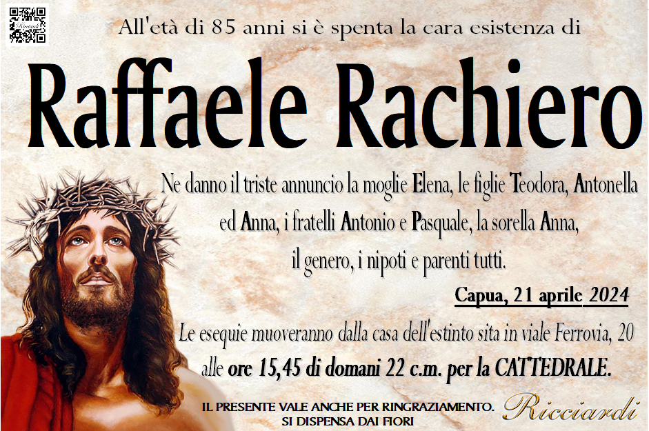 necrologio Raffaele Rachiero