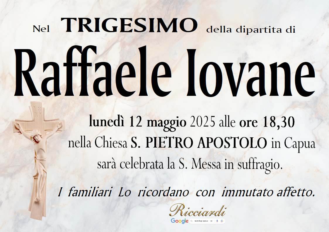 necrologio Raffaele Iovane