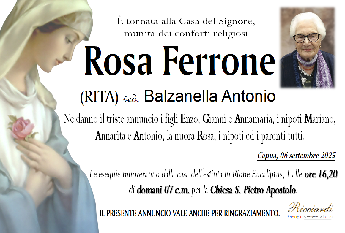 necrologio Rosa Ferrone