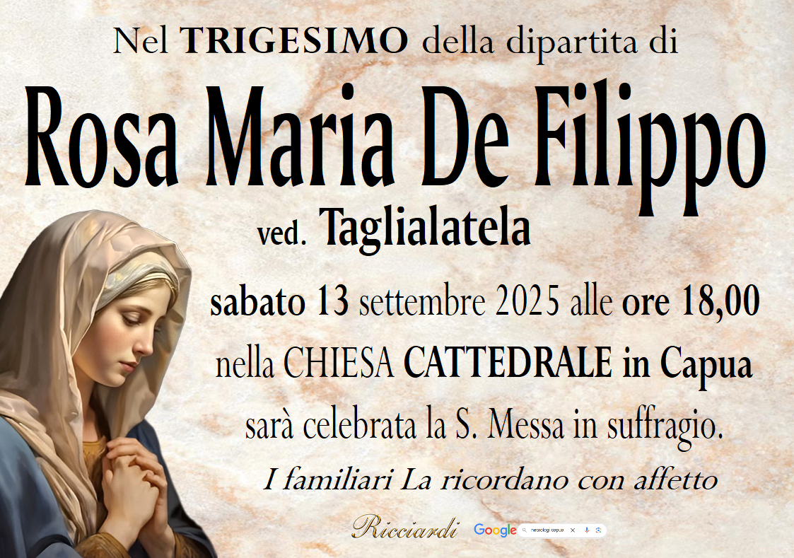 necrologio Rosa Maria De Filippo
