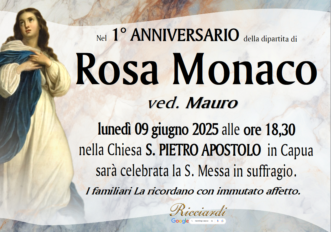 necrologio Rosa Monaco