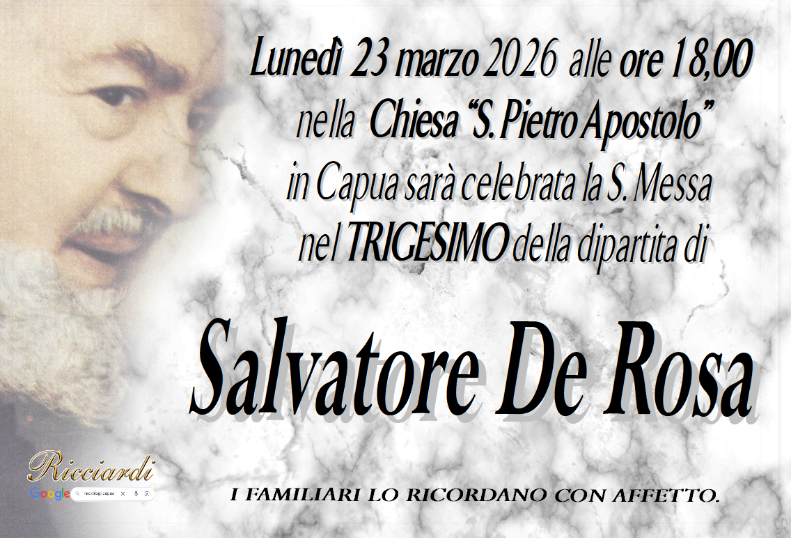 necrologio Salvatore De Rosa