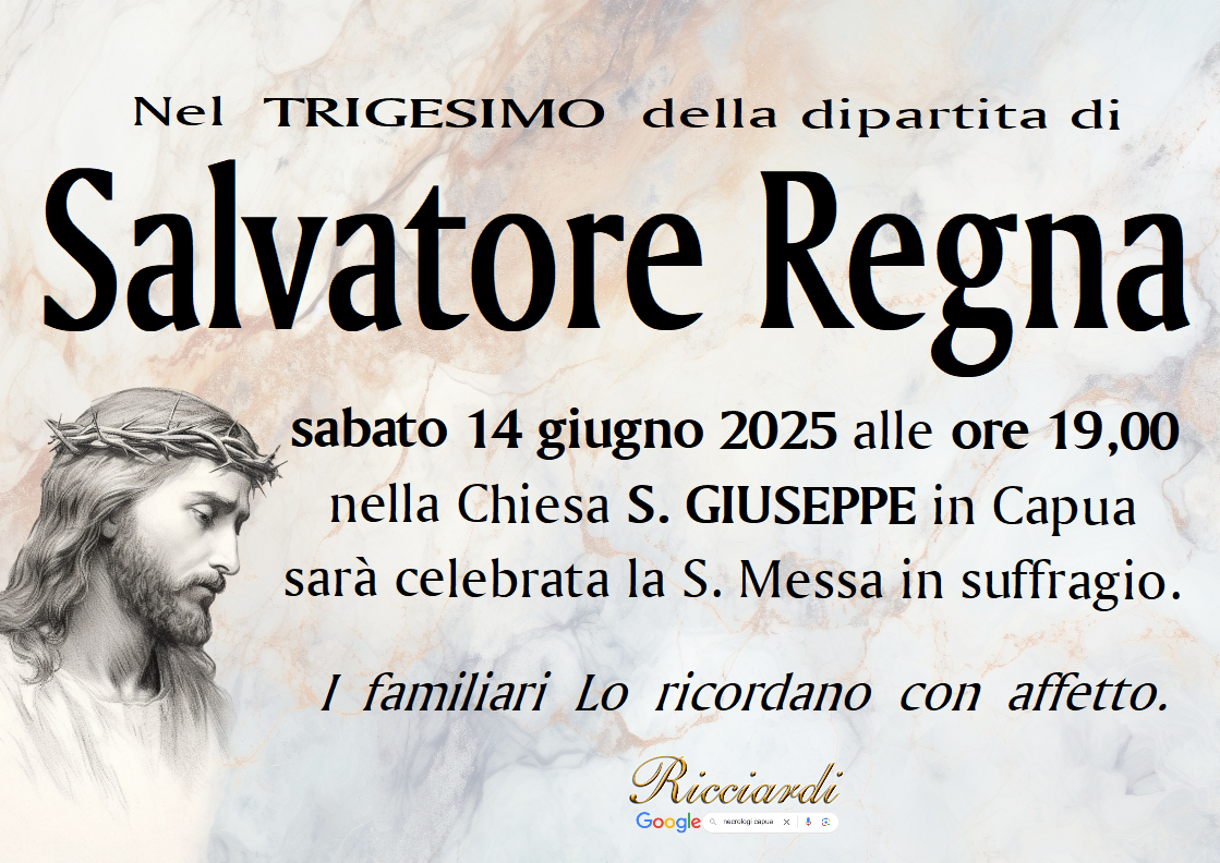 necrologio Salvatore Regna