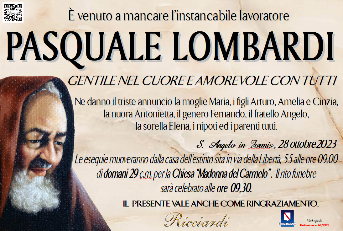 necrologio PASQUALE LOMBARDI