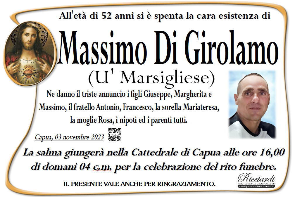 necrologio Massimo Di Girolamo