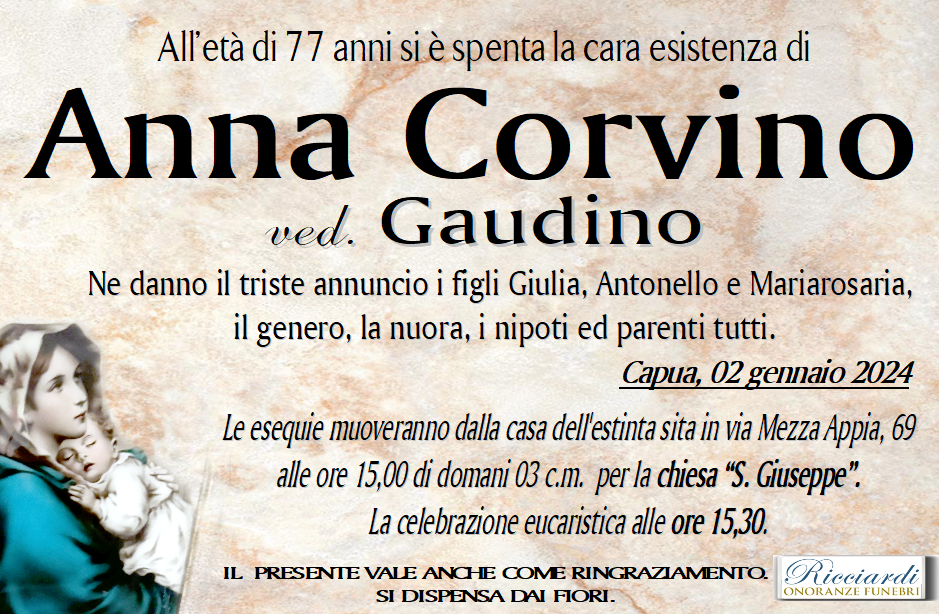necrologio Anna Corvino
