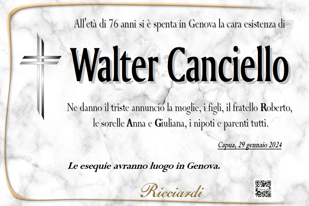 necrologio Walter Canciello