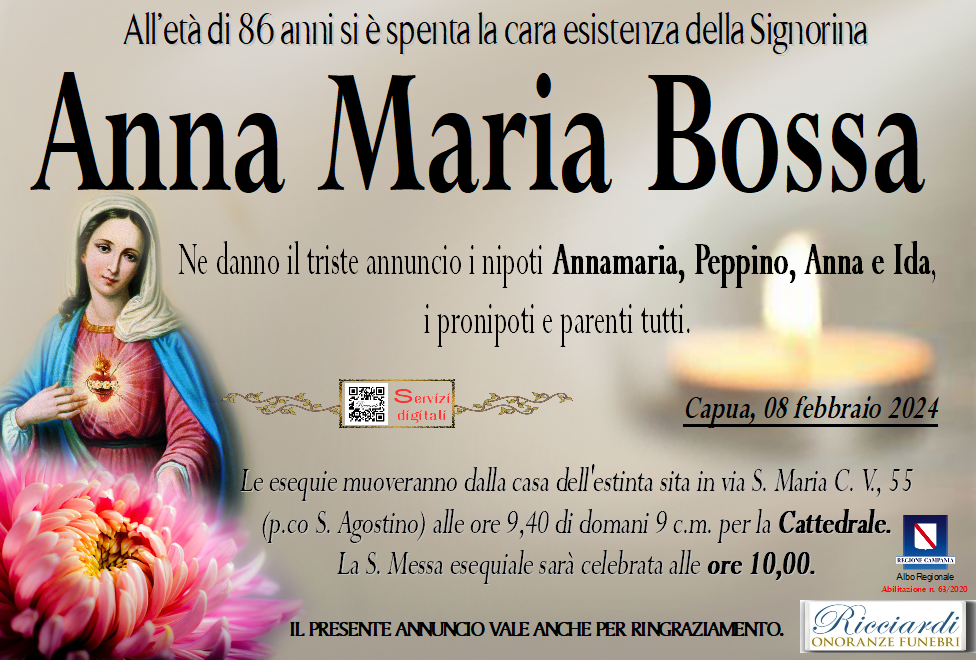 necrologio Anna Maria Bossa