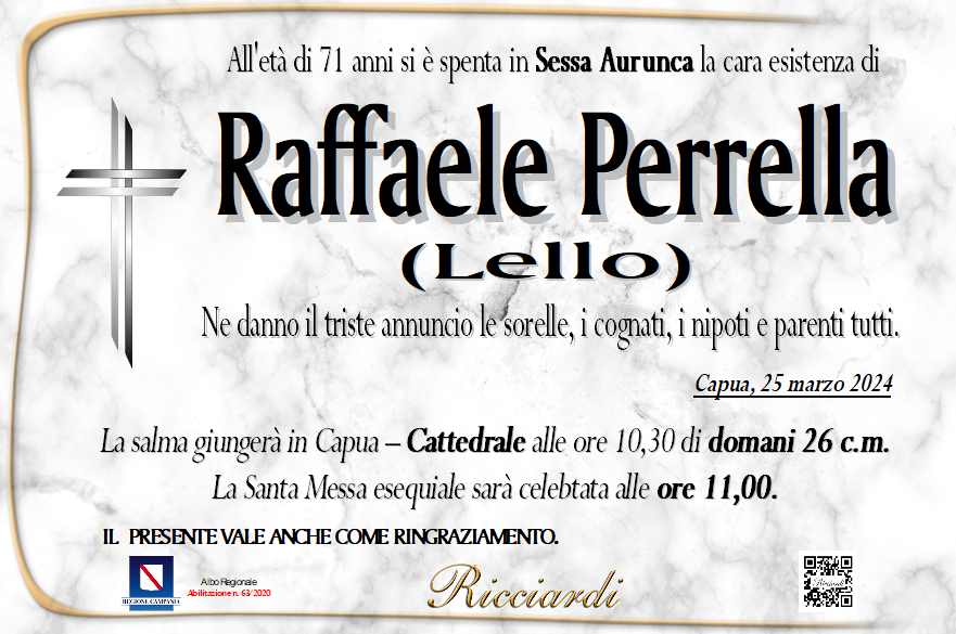 necrologio Raffaele Perrella