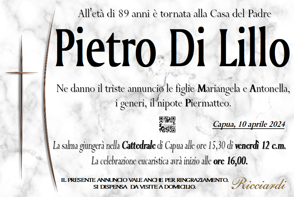 necrologio Pietro Di Lillo