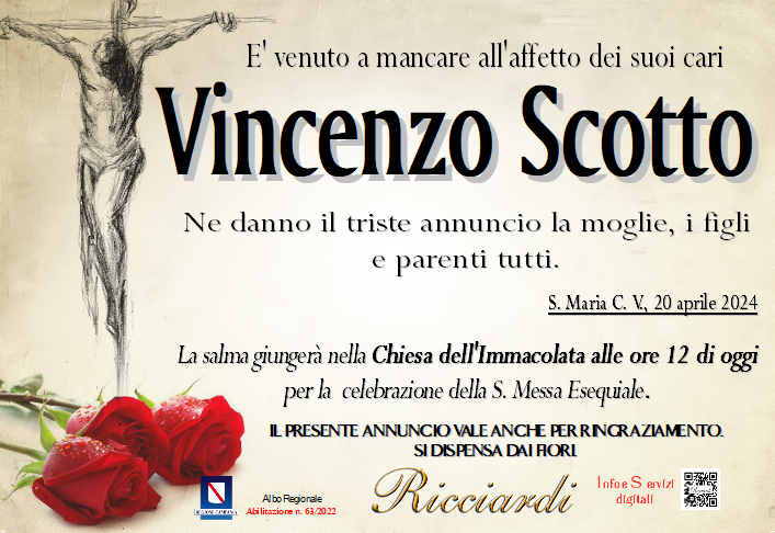necrologio Vincenzo Scotto