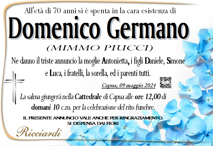 necrologio Domenico Germano