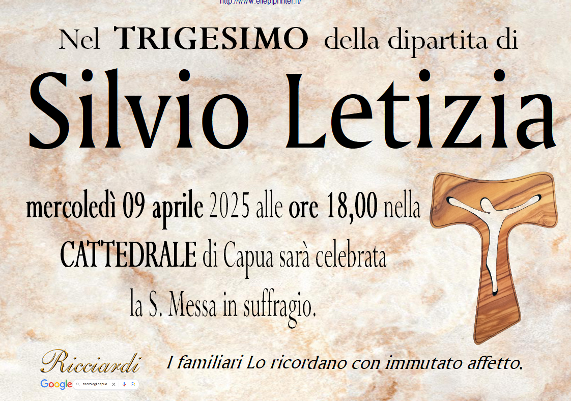 necrologio Silvio Letizia