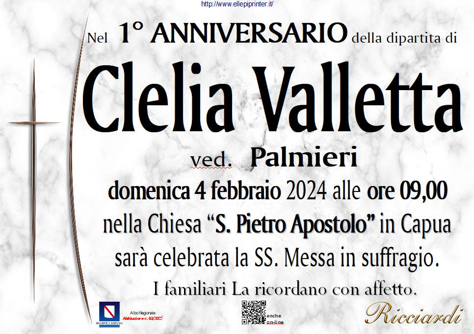 necrologio Clelia Valletta